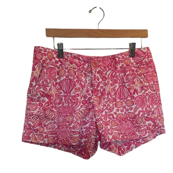 LILLY PULITZER Pink/Orange Shell Print Cotton Shorts - Size 8 - Picture 11 of 11